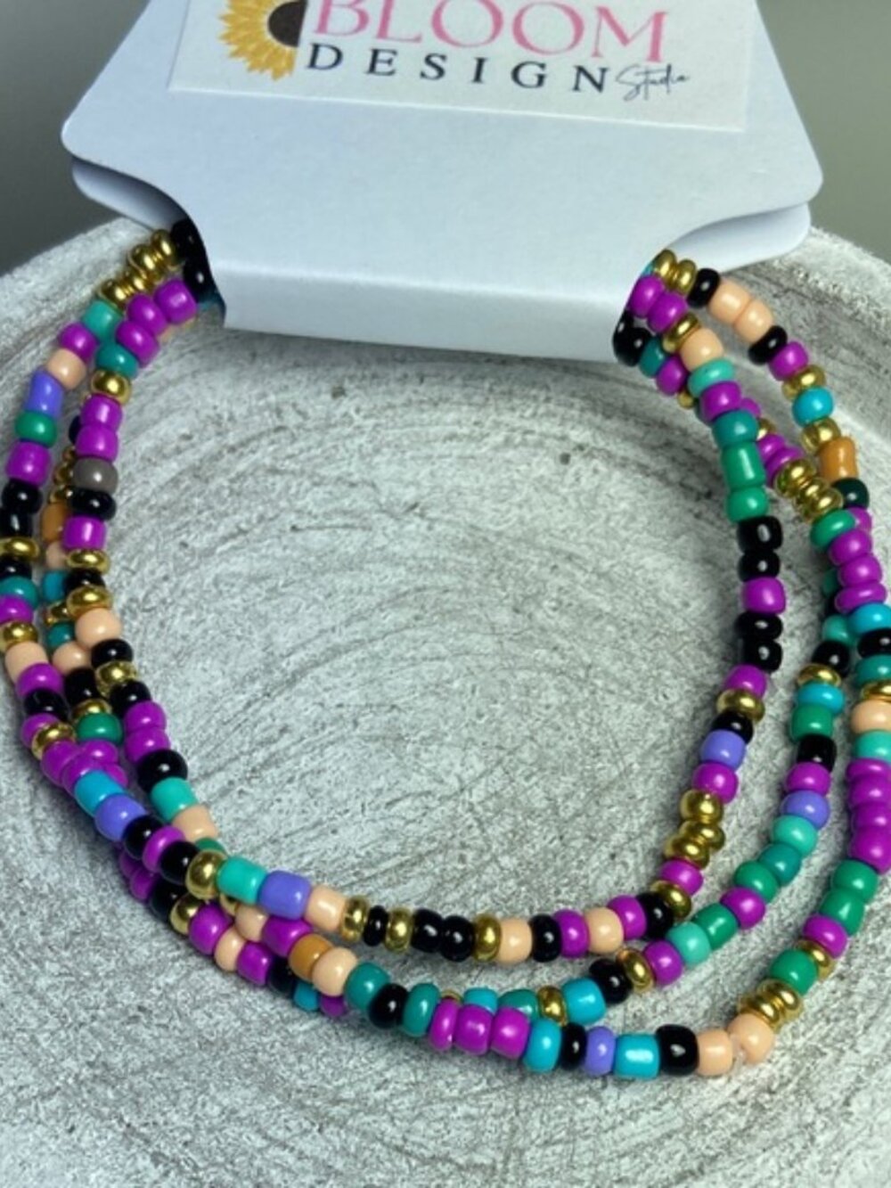 Stretchable Seed Bead Bracelets Multicolor Layered Bracelets 3 pack Mardi Gras